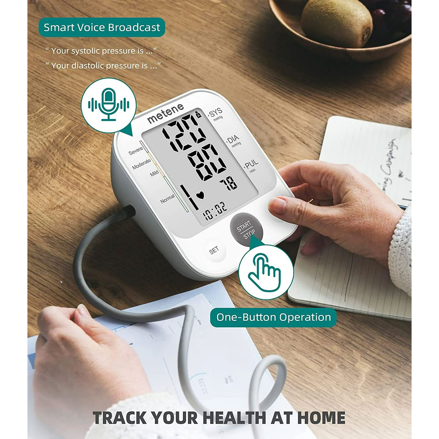 Metene Upper Arm Blood Pressure Monitor with Speaker - Image 2