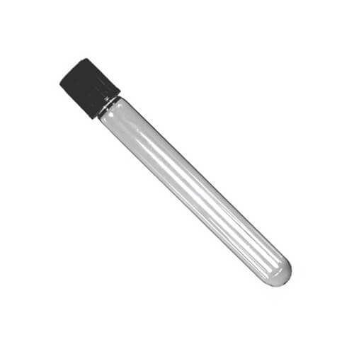 Pyrex Test Tube with Black Cap 4 Inch Clear Glass Tube